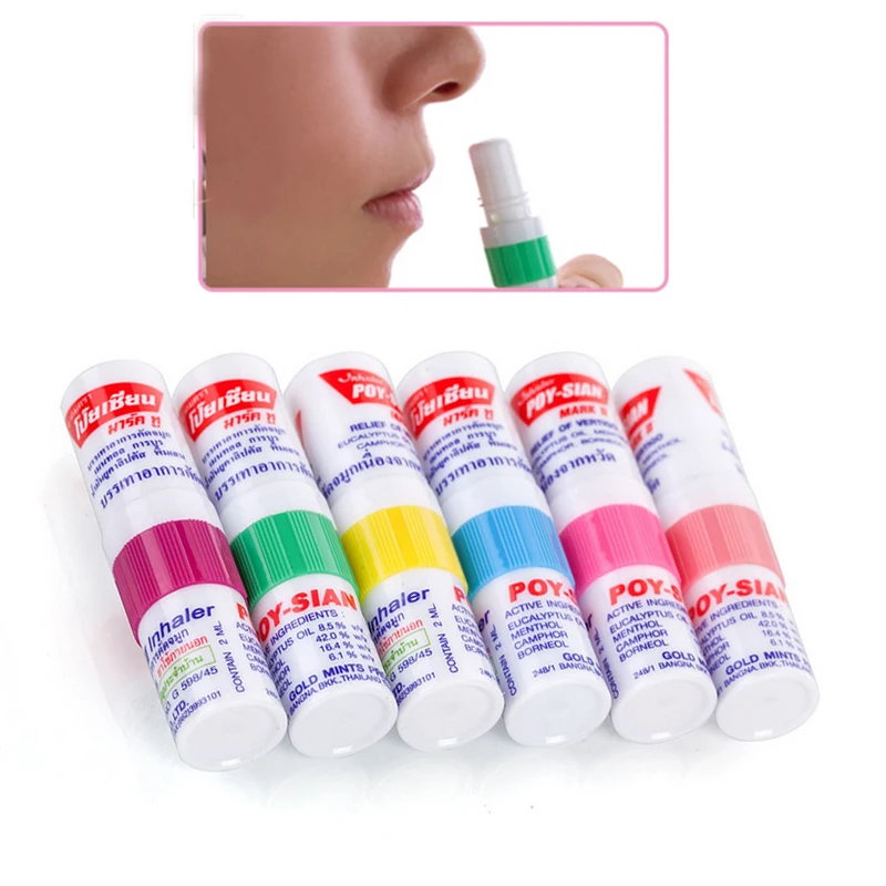 

6pcs/lot Thailand Mint Nasal Inhaler Refreshing Brain Anti Fatigue Stuffy