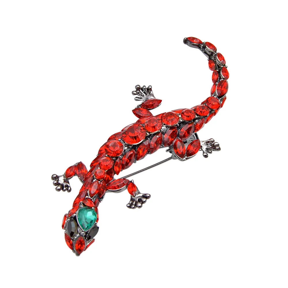 CINDY XIANG Новое поступление 3 цвета на выбор полимерные броши в виде ящериц для женщин модные большие заколки с животными преувеличенные аксессуары подарок - Окраска металла: red