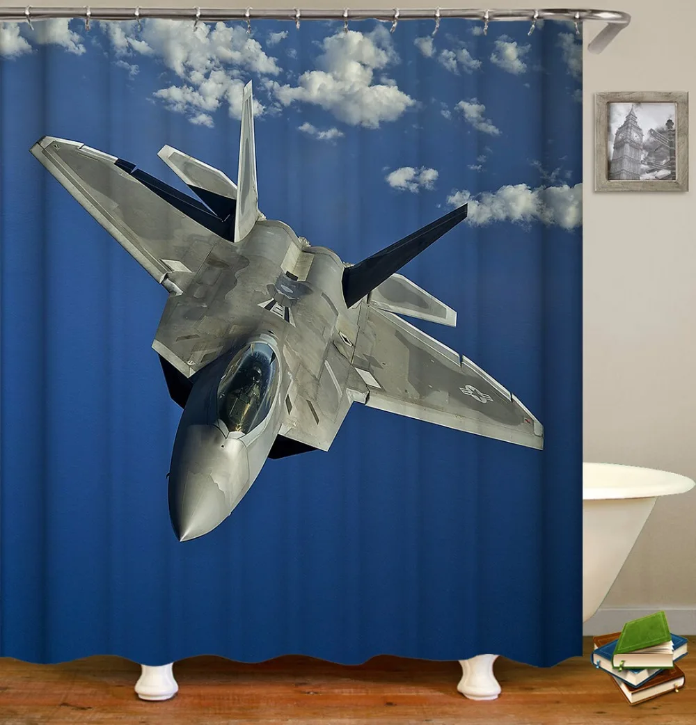 

Aircraft series print Shower Curtains Waterproof Polyester Fabric Bath Screen Curtain for Home Decoration Bathroom Curtain