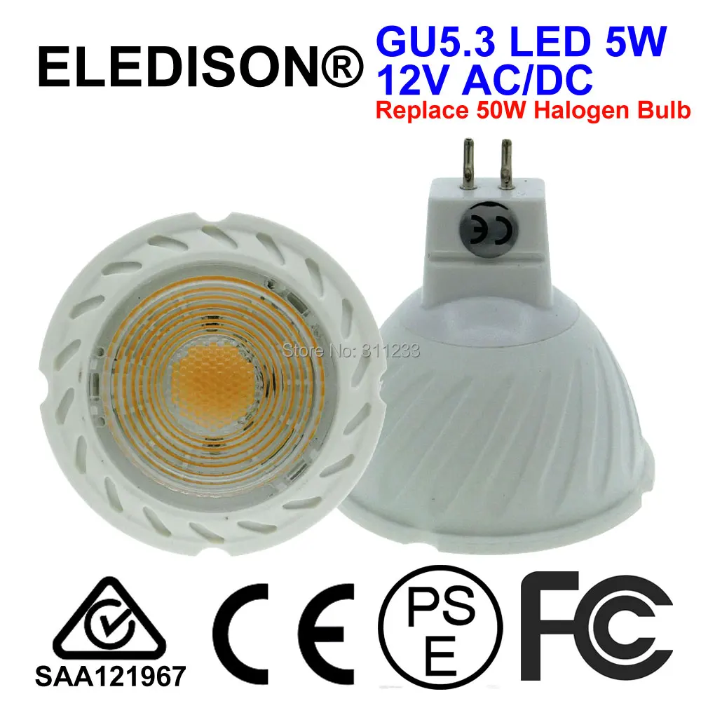 GU5.3 LED Spotlight Bulb MR16 5W 12V AC DC 500LM Flood Angle 50W Halogen Equivalent 2-pin Ceiling Flexible | Освещение