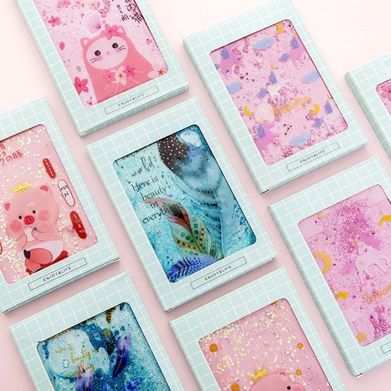 

Stationery Fantasy Feather Unicorn Transparent Sequined Quicksand Student Notepad Plastic Set Diary Notebook