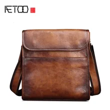 AETOO Men's leather handbags, vintage leather cream men's shoulder bags, men's crossbody bag