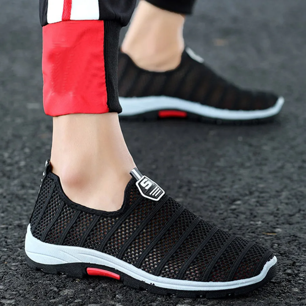 2019 Men's hollow flying woven mesh breathable sneakers lightweight soft bottom non-slip running shoes sneakers platform 40J14 (20)