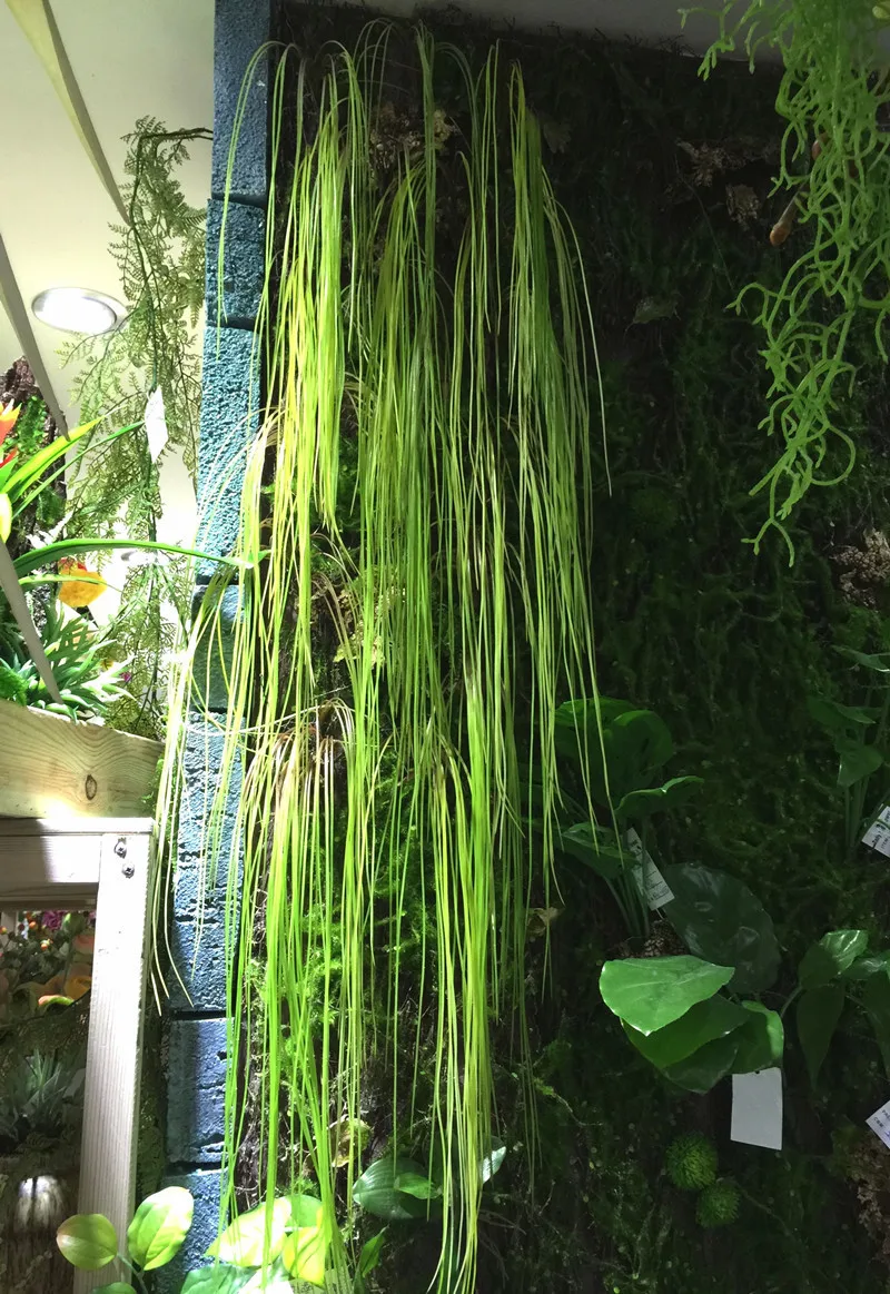 55 см искусственная висячая трава, имитация растений, украшение листьев, пластиковый цветок, зеленые настенные аксессуары, декоративный газон