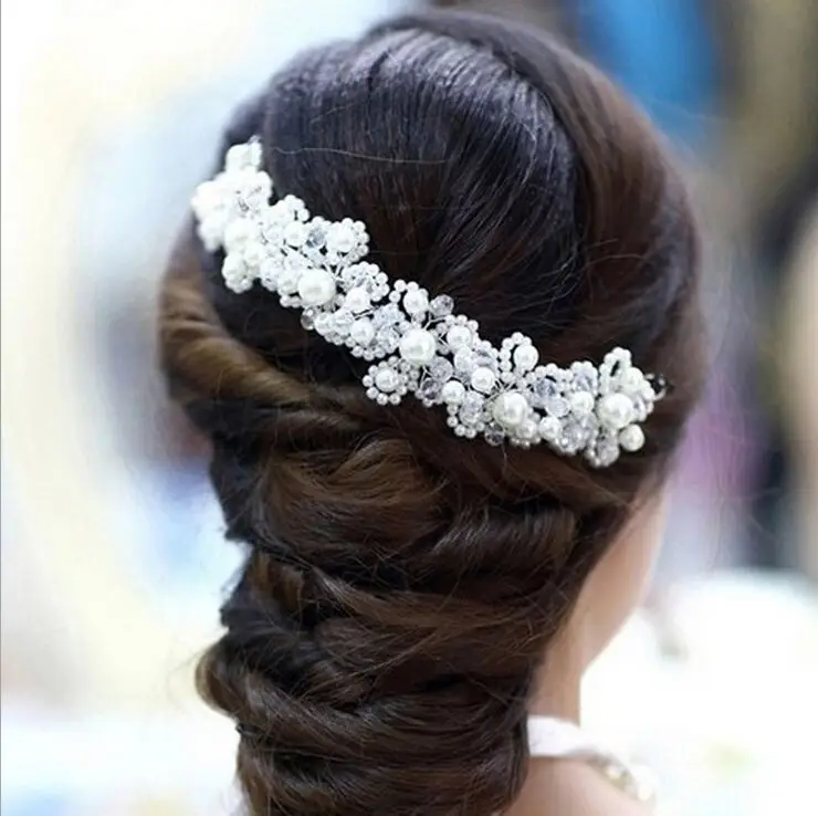 Ручная работа Cristal Cabelo de Noiva Flor de Strass Cabelo Joias Prom Mantilha Casamento Mulheres Meninas Acessorios Para o Cabelo - Окраска металла: 6