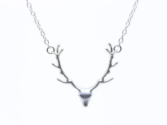 Модное ювелирное изделие, ожерелье с рогами, рождественское ожерелье с подвеской в виде оленя и лося, серебряная цепочка на шею для женщин и девочек, ожерелье с рогами оленя