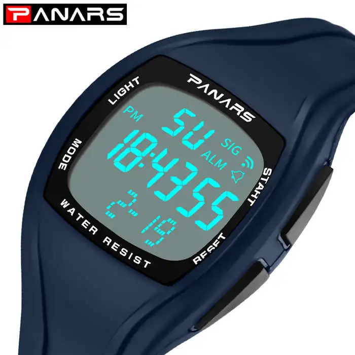 PANARS Men's Sports Watch Mens Ladies Watches 5Bar Swimming Waterproof Wrist Fitness Digital Alarm Clock Relogios Hombre 2020 