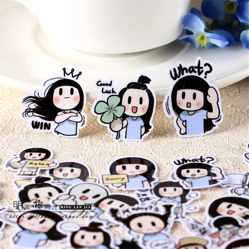 

40 PCS Anime Cartoon long haired girl Paper Sealing Stickers Crafts And Scrapbooking book Decorative sticker DIY Stationery