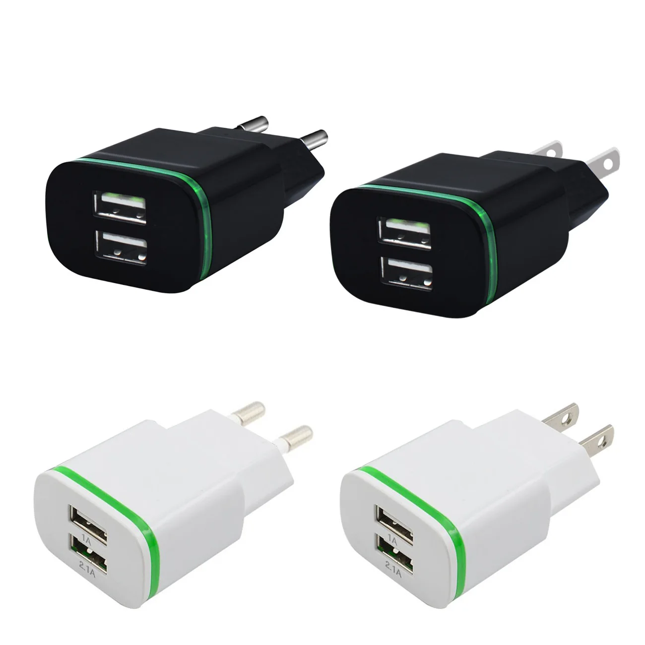 5V 2.1A EU/US Plug 2 USB зарядное устройство адаптер светящееся дорожное зарядное устройство светится в темноте зарядное устройство для смартфона