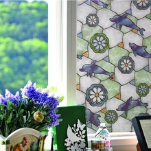 30 см x 400 см европейская живопись donphin статического цепляться витражи декоративная пленка для стекол