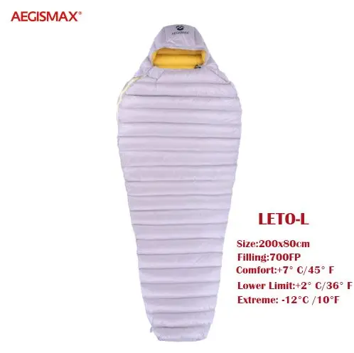 Новые модели Aegismax LETO ультра сухой водоотталкивающий белый гусиный пух Мумия мягкий на ощупь нейлоновый удобный открытый спальный мешок превосходный - Цвет: LETO L Gray