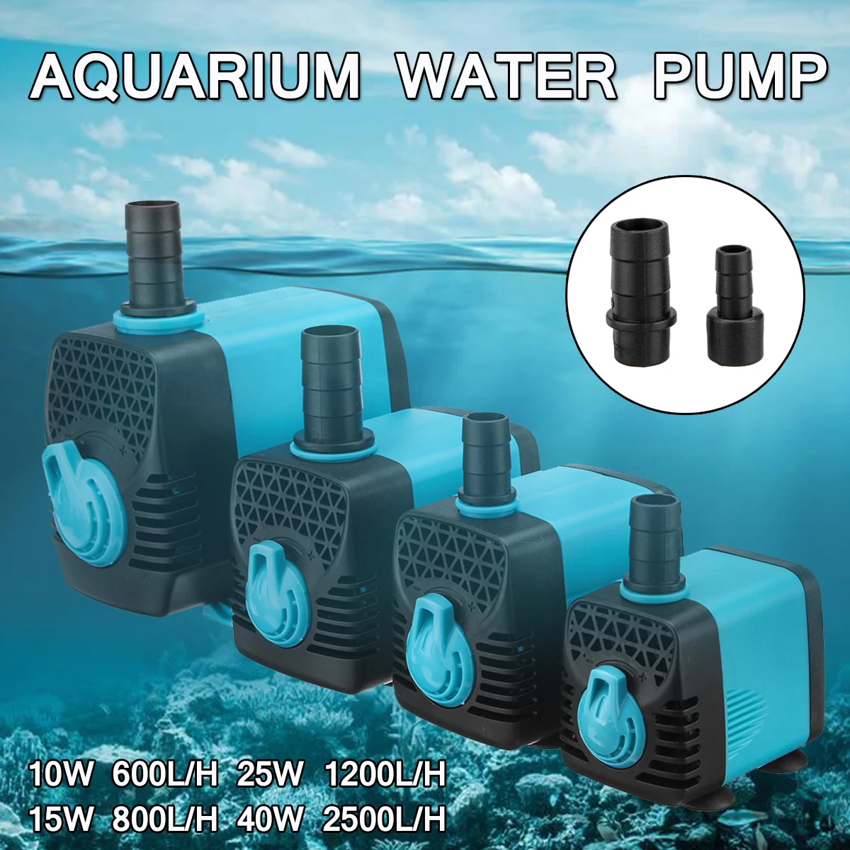 

10/15/25/40W Waterproof Submersible Aquarium Water Pumps 220V Fish Tank Pond Pool Fountains Water Pump 600/800/1200/2500L/H