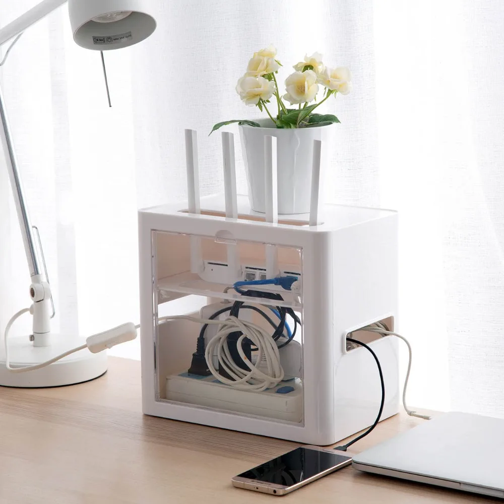 Дешево Беспроводной Wi Fi маршрутизатор коробка для хранения кабель Разъем Питания Провод Органайзер коробка для хранения полка Защита оболочки оф...
