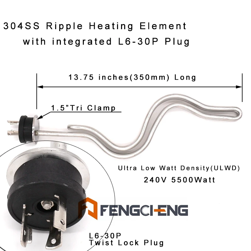 240 вольт 5500 ватт из нержавеющей стали пульсационный нагревательный элемент со встроенной L6-30P вилкой домашний чайник для варки, электрическая пивоварня