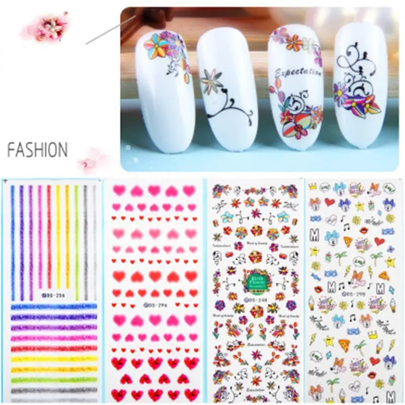 

1 Sheet Cute Nice Cartoon Fresh Flower Heart Maple Nail Art Tattoos Stickers Watermark Decals Nail Art Children's Nail Sticker