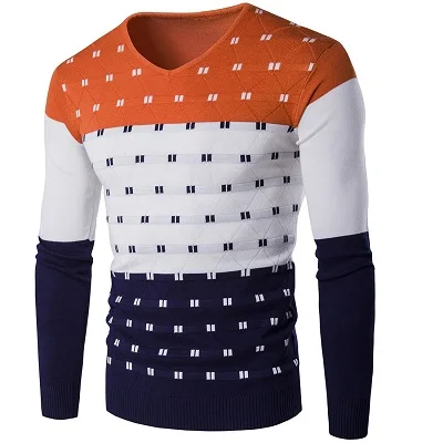Европа и США Мода осень и зима Мужская одежда Теплый мужской свитер Y254 - Цвет: orange