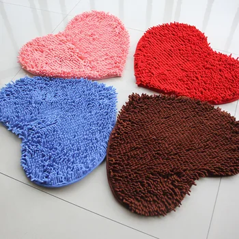 

50*60cm mulit color soft heart shaped chenille shaggy rug door carpet doormat floor mat skid-resistant absorbent mat