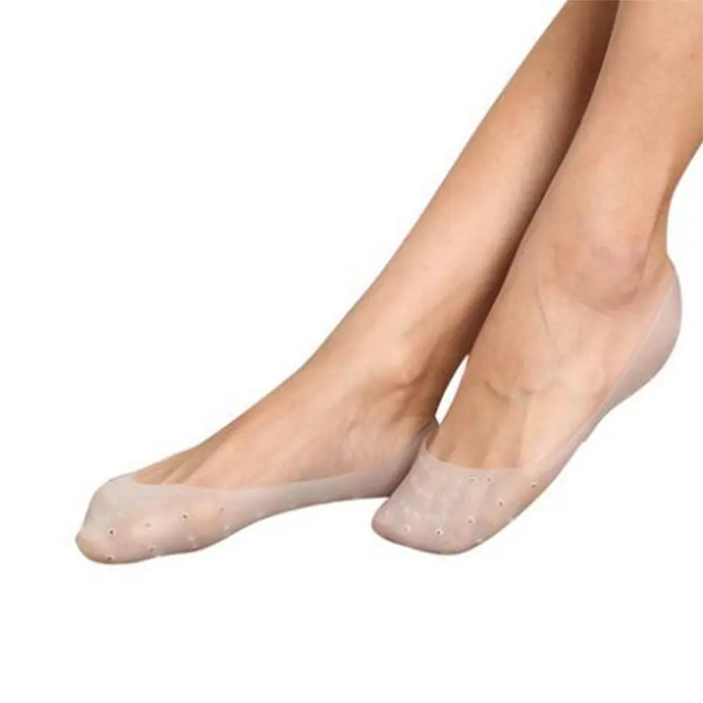 Горячая Распродажа, 1 пара силиконовых носков для пятки, защита от трещин, массажер для ног, облегчение боли, средство для ухода за кожей ног - Цвет: white