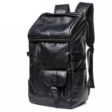 Большой Вместительный черный кожаный мужской рюкзак, повседневный дорожный рюкзак для мужчин, Студенческая школьная сумка, 14 рюкзак для ноутбука, мужской рюкзак Mochila
