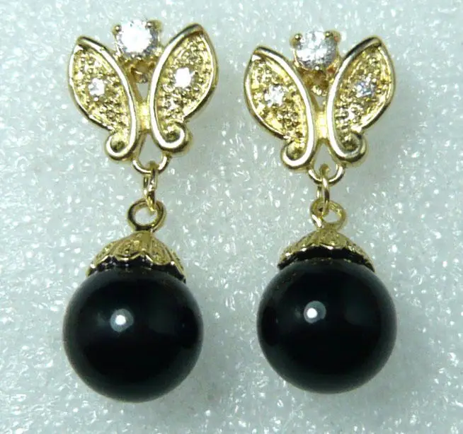 

hot sell new - charm 12mm black agate butterflyy earring 5.29