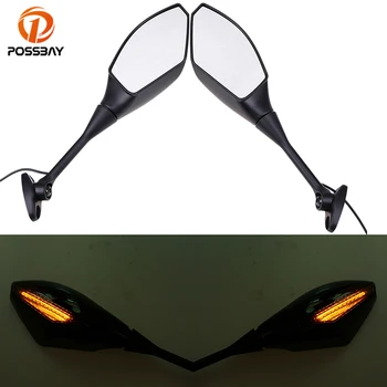 

POSSBAY Motorcycle Mirror Scooter Rearview Mirrors With Flasher Lights For Honda CBR600RR 2003-2008 CBR1000RR 2004-2008