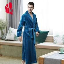 Для мужчин детская зимняя Фланелевая пижама с удлиненная шаль халат Домашняя одежда Длинные рукава накидка халат Для мужчин банный халат; банный Для мужчин флисовый банный халат; Размеры M, L, XL