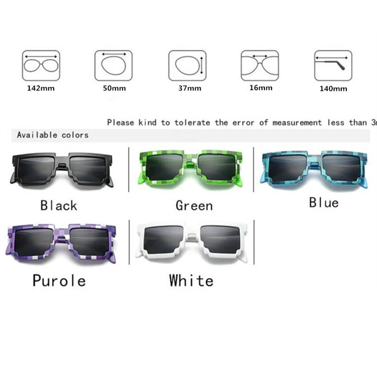 Солнцезащитные очки, женские и мужские, в клетку, оправа, Пиксельная мозаика, вечерние, винтажные, 8 бит, пиксельные, солнцезащитные очки, UV400