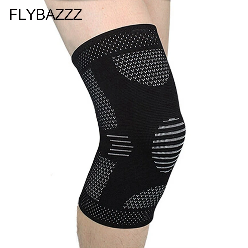 

FLYBAZZZ High Elastic Breathable Knee Pads Support Gym Basketball Knee Wraps Bandage Straps Guard Compression Knee Sleeve Brace