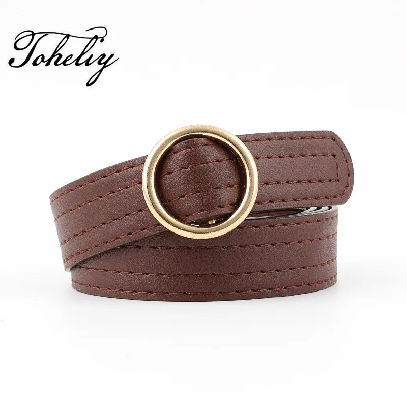 2018 Hot sale Fashion PU leather of women belt Wide belt Female Belts metal Round buckle belts ...