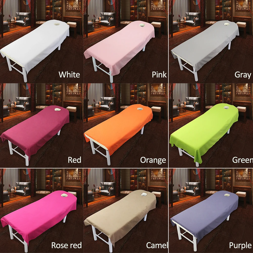 Machine Washable Soft Wrinkle Resistant Table Cover Microfiber Couch Polyester Plain Bedding Article Massage SPA Bed Sheet Salon