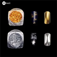 Mtssii 1 Box Gold/Silver Glitter Aluminum Flakes Magic Mirror Effect Powders Sequins Nail Gel Polish Chrome Pigment Decorations