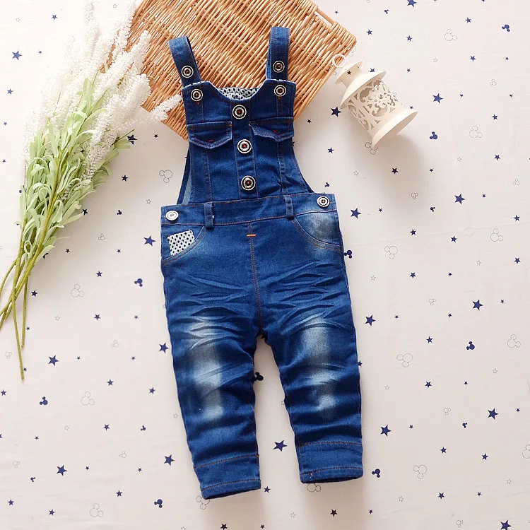 BibiCola Spring Autumn kids overall jeans clothes newborn baby denim overalls jumpsuits for