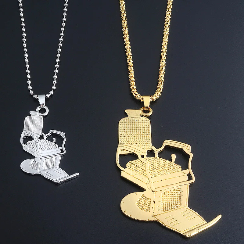 

Fashion Jewelry Barber's chair Barber Hip Hop Barber Hairdresser Gothic chain Necklace Scissors comb Accessories