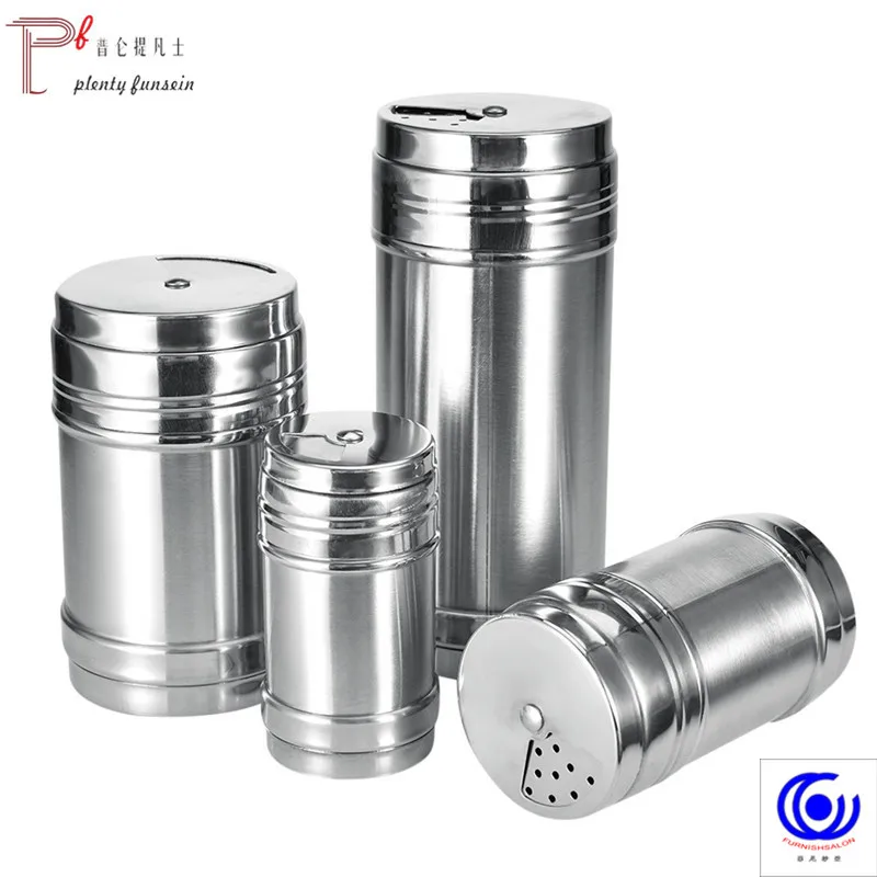 

Stainless Steel Spice Jar Salt Sugar Pepper Shaker Dredge Seasoning Can with Rotating Cover Multi-purpose Kitchen Tool jars