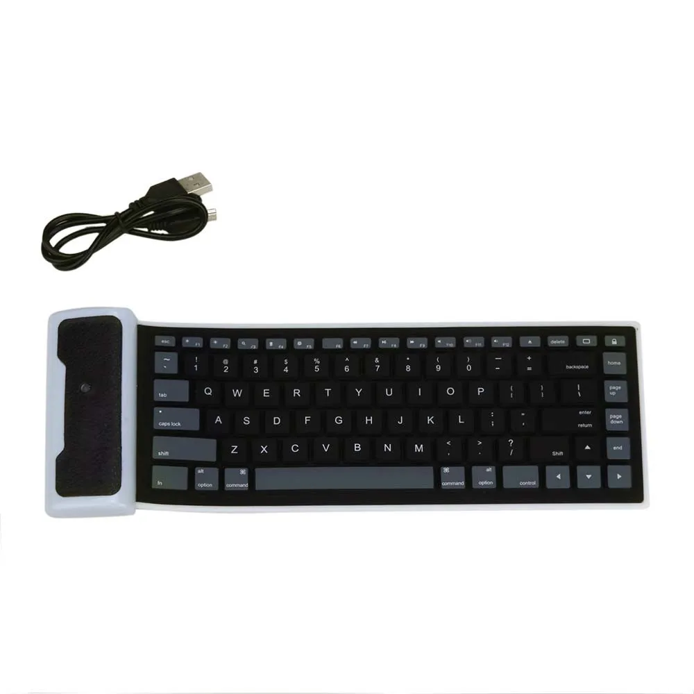 

MK1 Wired Keyboard Portable USB Mini Flexible Silicone PC Keyboard Foldable for Laptop Notebook Black Computer Ultra Slim L0311