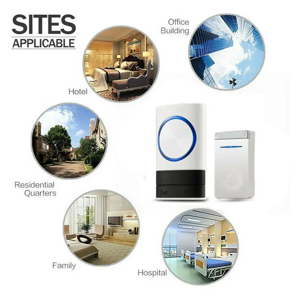 

300M Remote Waterproof LED Wireless Doorbell 45 Songs Musical Chime Door Bell