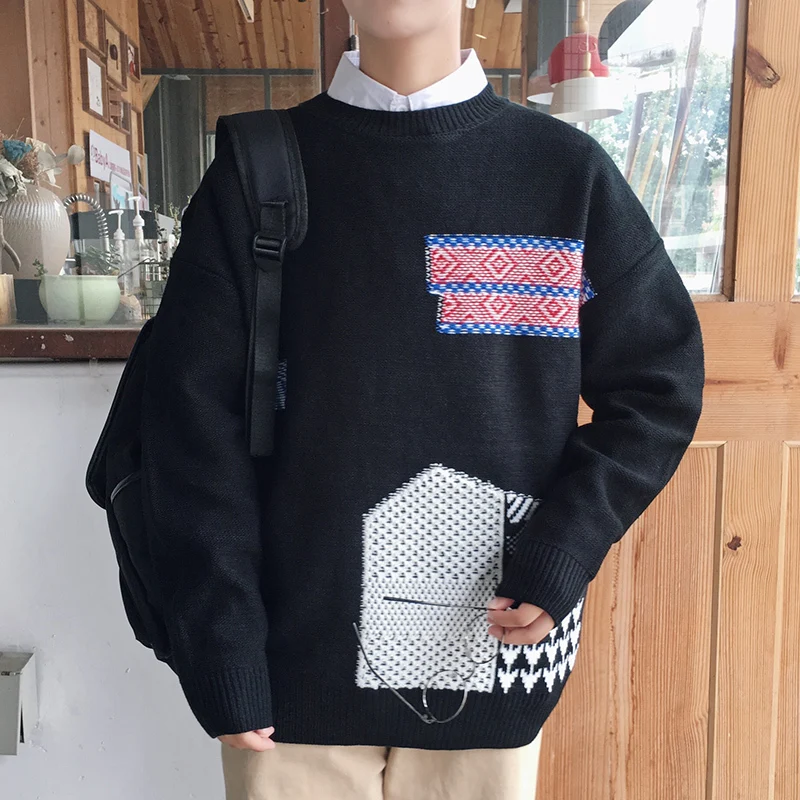 2018 autumn and winter new round neck pullover sweater boys loose large