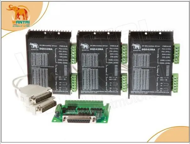 

3pcs Stepper Digital Driver DQ542MA 50V 4.2A 128 Microsteps for Nema23 stepper motor of wantai+Breakout Board&Cable
