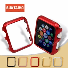 Suntaiho for apple watch 4 protector shell PC Plating Frame for apple watch series 1 2 3 screen protector 40 44 Cover watch Case