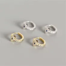 Женские серьги, сглаза, серьги, 925 пробы, серебро, мини изысканный циркон, голубые глаза, для девушек, индивидуальные серьги-клипсы