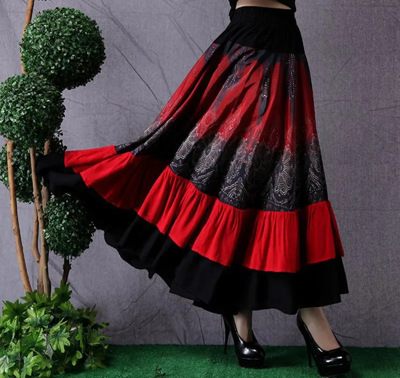 Folk style women's autumn a gypsy style Bohemia bust skirtin Skirts