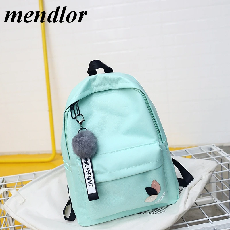 

2018 Solid backpack girl school bags for teenage College wind Women SchoolBag High student bag black nylon printing