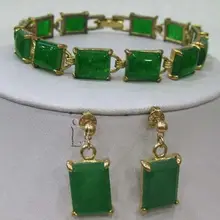 Ювелирные изделия Модные ювелирные изделия натуральный зеленый ювелирный браслет серьги набор нефритовый кристалльный ювелирные изделия