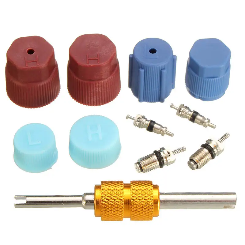 Automotive Air Conditioning Valve Core A/C System Caps Kits With