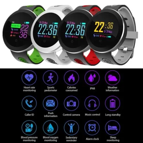 

Q8 Pro Smart Bracelet IP68 Waterproof Heart Rate Blood Pressure Sleep Monitor Call Message Reminder Smart Watch for Android iOS