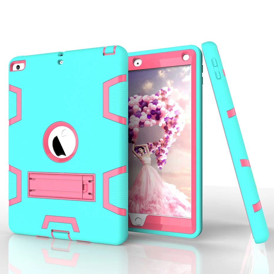 Противоударный чехол для iPad Air 1, Air1, 5, 9,7 дюймов, детский армированный прочный силиконовый жесткий защитный чехол для iPad Air 1 - Цвет: Air Mintgreen Rose