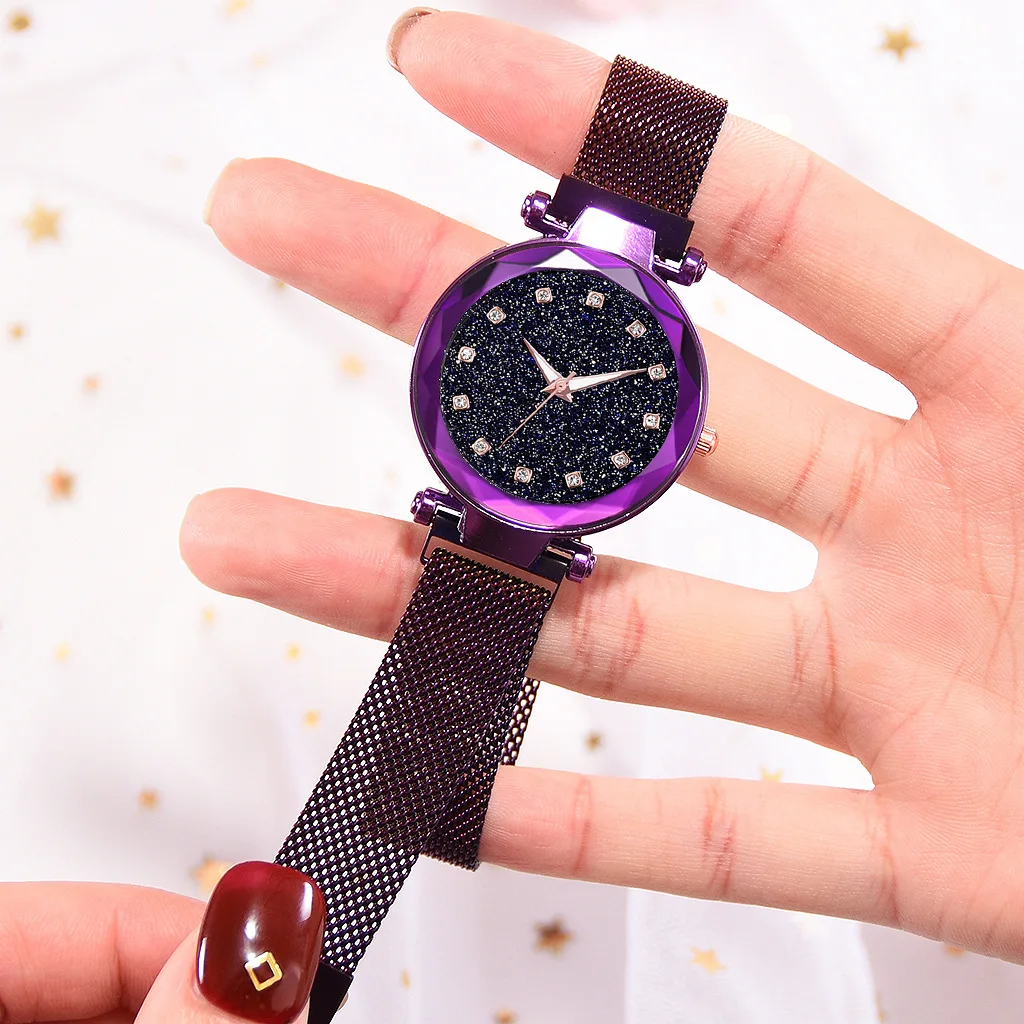 

2019 Luxury Watch Women Rose Gold Ladies Watch Diamond Starry Sky Bracelet Quartz Wrist Watches for Women Clock Bayan Kol Saati