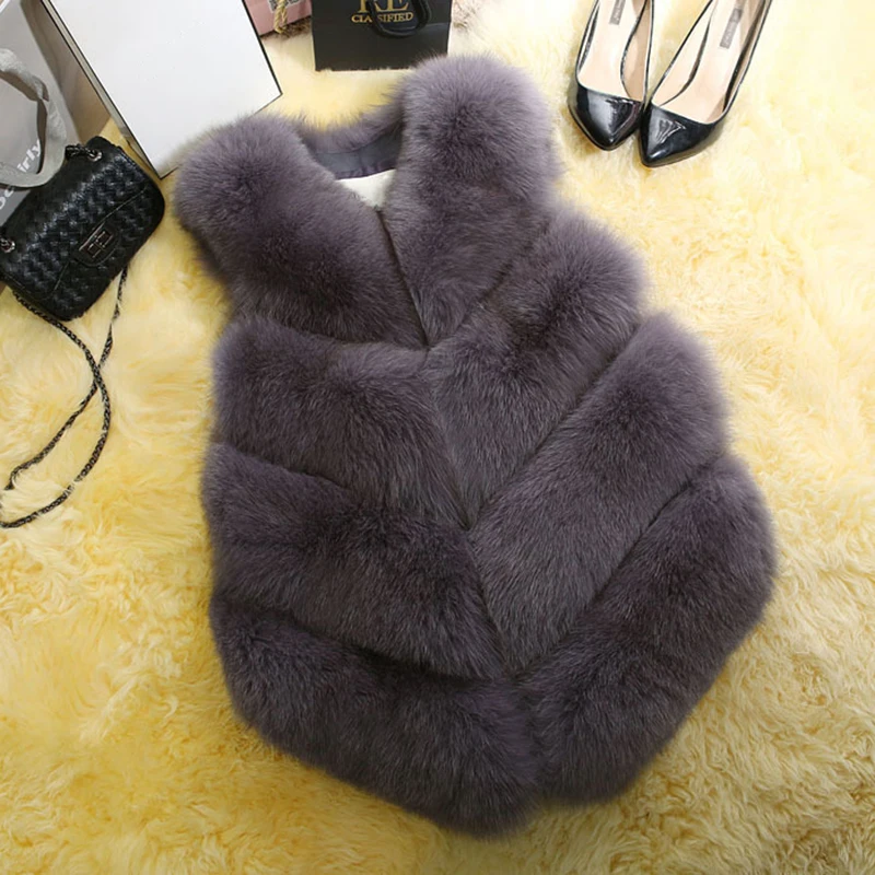 Warm Faux Fur Coat 2018 Winter Coat Women Fake Fox Fur Vest Sleeveless Female Jacket Underwear Plus Size 5XL manteau femme hiver