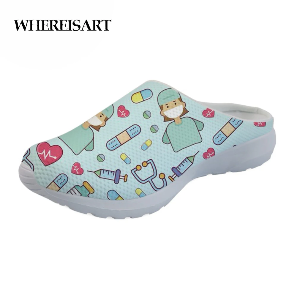 

WHEREISART Sandals Women Summer Casual Nurse Shoes Flats Mesh Breathable Home Beach Slippers for Female Sandalias Mujer 2019