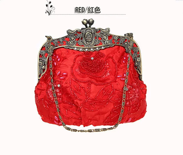 picture color Вышивка бисером женские вечерние сумки ручной работы винтажный Клатч женский телефон кошелек Банкет Свадебные подарки платье сумки - Цвет: picture color